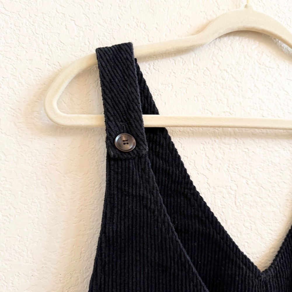 Very J Womens Black Corduroy Romper Overalls V-Neck Sleeveless Size M - Picture 4 of 10